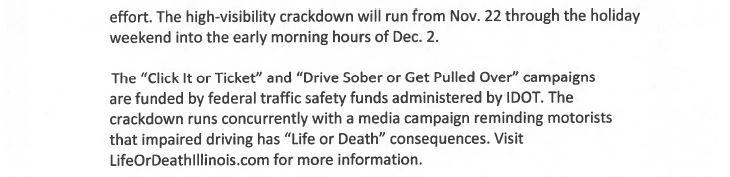 More patrols will be on the road for thanksgiving.