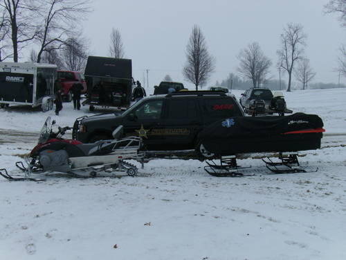 snow mobile and truck